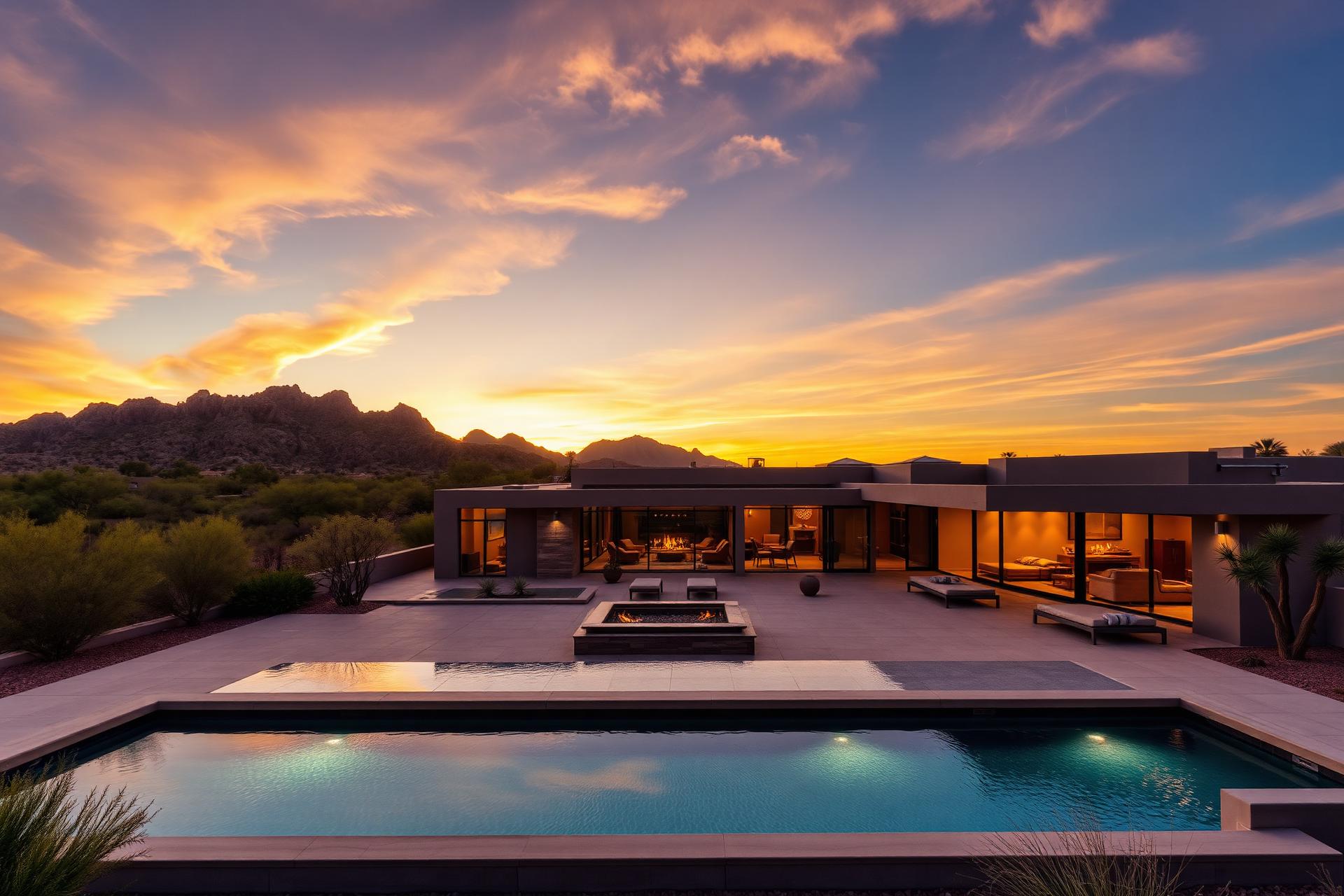 Luxury Arizona estate at golden hour